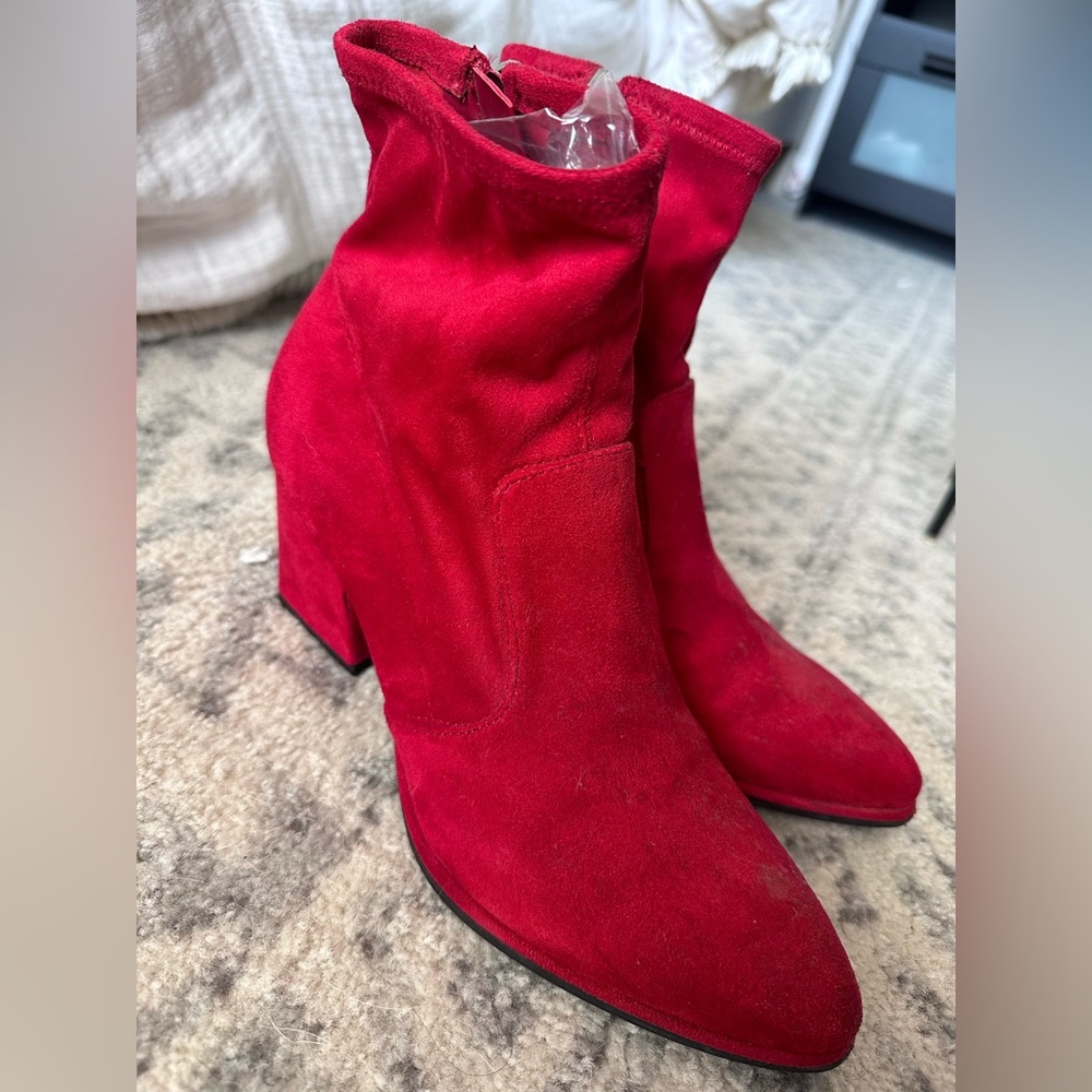 Red Suede Booties - image 1